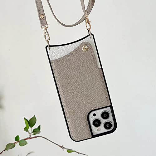 NAWEN iPhone 12 用 ケース スマホストラップ スマホショルダー ネックストラップ 携帯ストラップ 首掛け/斜め掛け クロスボディ・ストラップケース ストラップ付き スマホケース 全面 360°保護 耐衝撃 すり傷防止 アイフォン 12 用ケース クラシック チャーム シリーズ 全機種対応(グレー,iPhone 12)のサムネイル