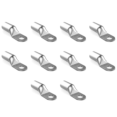 AUPROTEC 10x Rohrkabelschuhe 50 mm² Loch-Ø M10 Unisolierte SC Kabel-Verbinder aus Kupfer verzinnt