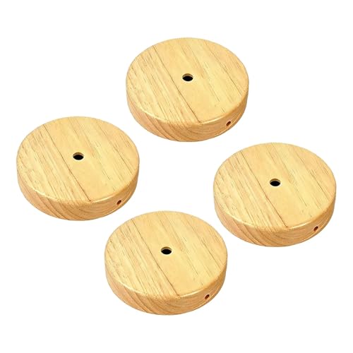 Baoblaze Conjunto de 4 Canoplas para Luminária Pendente com Furo Único, Redondas, para Montagem DIY, Decorativas, Lisas, Modernas, Resistentes, em Madeira