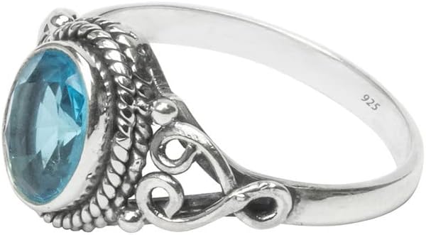 Avicrafts Blue Topaz Stone Ring 925 Sterling Silver Statement Ring For Women Handmade Gemstone Christmas Jewellery Gift For Her - Image 3