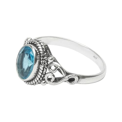 Blue Topaz Stone Ring 925 Sterling Silver Statement Ring For Women Handmade Rings Gemstone Christmas Promise Ring Size Us 9 Gift For Her #TOP2