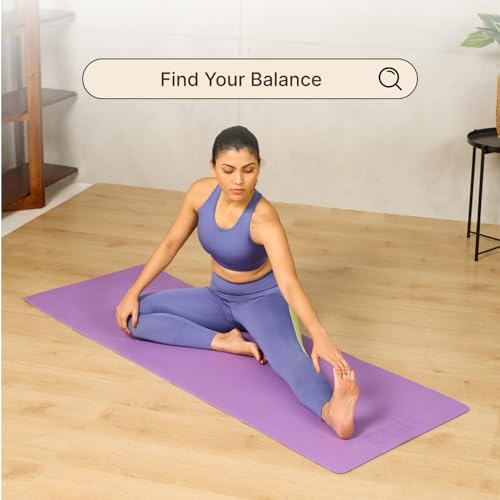 Image of CULT EVA Yoga Mat 6mm with Carry Strap - Dual Color Lavender, Anti-Slip, Lightweight & Durable Exercise Mat for Yoga, Pilates, Meditation, Gym & Home Workouts