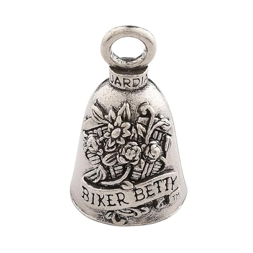 Image of Guardian Bell Biker Betty Good Luck Bell w /Keyring & Black Velvet Gift Bag | Motorcycle Bell | Lead-Free Pewter | Good Luck Gift to Friends & Family | Bike Bell | Made in USA