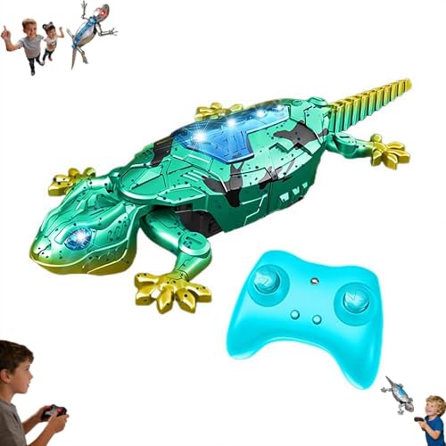 Wall Climbing Gecko,Glow in The Dark Wall Crawling Crawler Gecko w LED Eyes,W-All Crawler Robot Geckos,Rechargeable Remote Control Robot Kids Toys,Christmas Stocking Stuffers for Boys Girls Teens