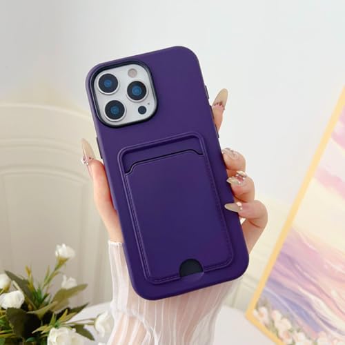 Étui portefeuille iPhone 15 souple TPU antichoc fente carte violet