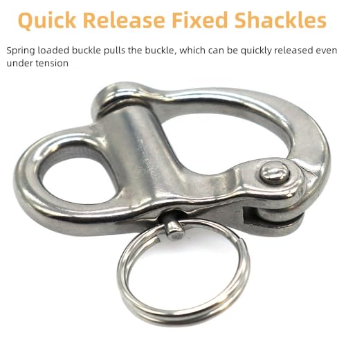 MerciL 2Pcs Swivel Eye Snap Shackle Quick Release Sailboat Rigging Shackle Marine 316 Stainless Steel Clip Fixed Bail Snap Shackle Quick Release Snap Hook for Bracelet, Sailboat (2-3/4inch), Silver