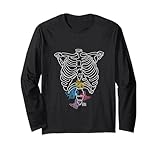 Skeleton Butterflies In My Stomach One Line Design Art Long Sleeve T-Shirt