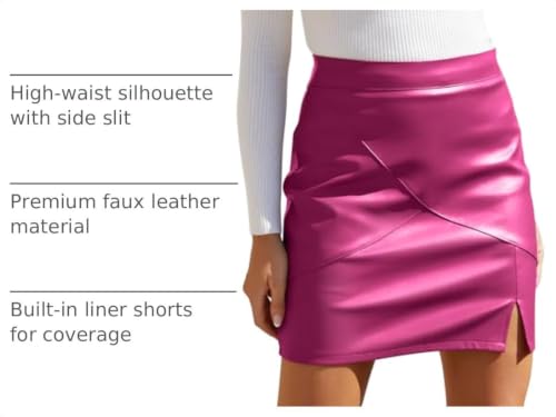 Image of We1Fit Womens Fuax Leather Skirt High Waisted Bodycon Pencil Mini Skirts with Shorts