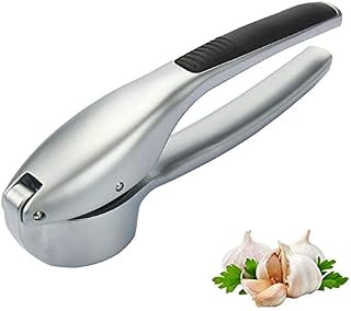 TOONEV Premium Stainless Steel Heavy Soft-Handled Garlic Press Crusher With Garlic Peeler
