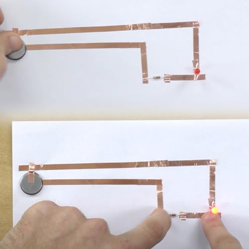 Image of Copper Foil Tape Double-Sided Conductive with Adhesive (5mm /0.2inch x 30m /98ft) 0.05mm Thickness Enhance Conductivity, for EMI Shielding Paper Circuits,Grounding