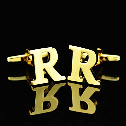 Daesar Mancuernillas para Hombre Set Dorado Inicial R miniatura 3