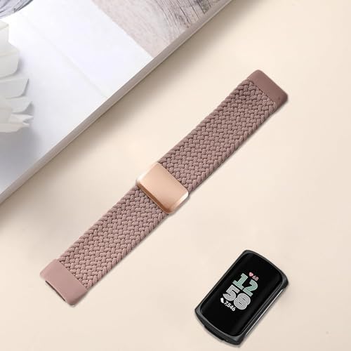 Issinlky Nylonowa pleciona opaska kompatybilna z Fitbit Charge 6/5, elastyczna magnetyczna opaska z klamrą dla Fitbit Charge 5/6 Kobiety Mężczyźni