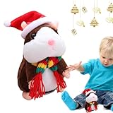 Détails fins : avec un style festif ludique, ce hamster portant une écharpe est alimenté par batterie, conçu pour rehausser votre décoration de Noël tout en engageant les invités avec sa présence délicieuse et joyeuse
