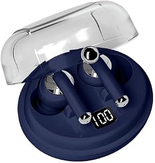 Gabba Goods TrueBuds Chrome Wireless Premium Earbuds - Bluetooth, Up to 12 Hours Battery Life, Smart Touch Controls, Voice Assistant, LCD Battery Display, Charging Case, Auto Pairing (Navy)