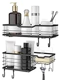Estanteria Organizador Baño Multifuncional - Un juego de dos cestas de ducha, que contienen configuración de jabonera, afeitadora y gancho (4 ganchos son extraíbles), gel de ducha, champú, acondicionador, jabón, toalla, afeitadora y esponja de baño se almacenan cómodamente en un área para mantener su baño limpio y ordenado.