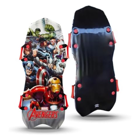 RYDR Marvel 45" Two Person Snow Slider Sled - Kids Downhill Toboggan Winter Sleds Plastic Sledding Board Xtreme Foam Heavy Duty Racer Sleigh for Children Cover