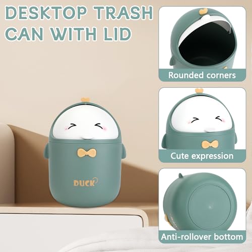 Gowkeey Tischmülleimer mit Deckel, Süße Cartoon Mülleimer, Süße Cartoon Tisch Mülleimer, Klein Mülleimer Kinderzimmer, Mülltonne Klein Papierkorb, Table Trash Bin, Mülltonne Klein Papierkorb 19×12cm