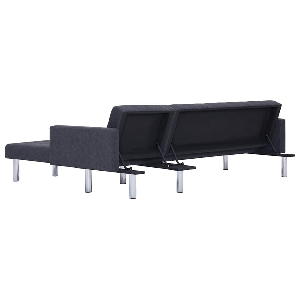 Sofá cama en forma de L gris oscuro poliéster