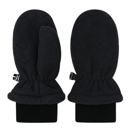 Manoplas de forro polar para niños grandes de 5 a 12 años en color negro ideales para el invierno