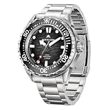 NORTH EDGE Triton-TI Orologio da immersione solare da uomo, resistente all'acqua fino a 300 m, cassa in titanio, cinturino in acciaio inossidabile, lunetta in ceramica, quadrante nero luminoso