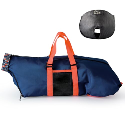 Image of Cinf Cat Nail Clipping Cleaning Grooming Restraint Bag (Free Muzzle) Set No Scratching Biting for Bathing Nail Trimming Injecting Examining(Navy Blue,L)