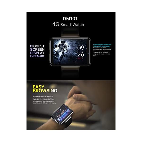 DM101-4G-Smart-Watch-for-Men-241-Display-Android-71-3GB-RAM-32GB-ROM-2080mAh-Watch-Phone-with-Face-ID-Dual-Camera-Bluetooth-GPS-IP67-Waterproof-Smartwatch-Silver Rainbuvvy DM101 4G Smart Watch for Men 2.41" Display Android 7.1 1GB RAM 16GB ROM 2080mAh Watch Phone with Face ID Dual Camera Bluetooth GPS IP67 Waterproof Smartwatch (Silver - 3GB+32GB)