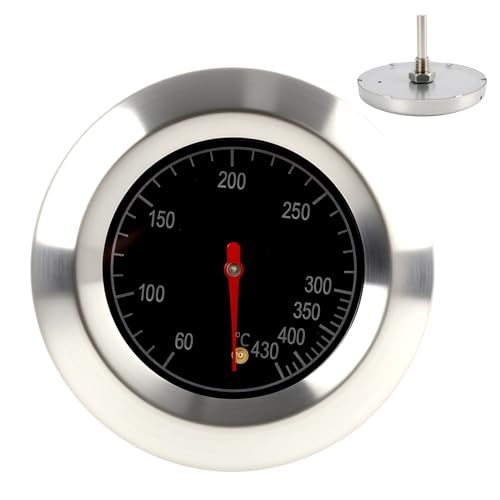 Thermomètre de barbecue en acier inoxydable 60–430 °C, Thermomètre de Four Convient aux trous d'un diamètre de 8 mm Cuisson au Four et Four à Pizza, Oven Thermometer pour Grills, Fumoirs et Barbecues