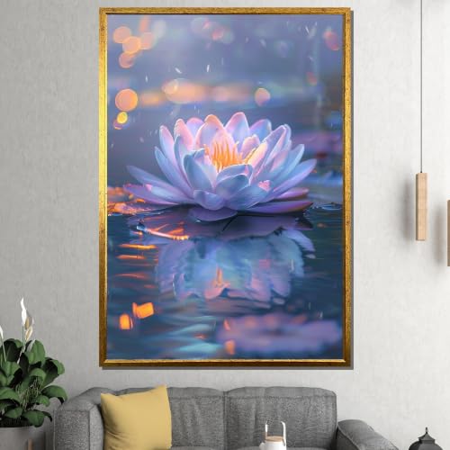 Tableau fleur de lotus zen 80x110cm déco murale pour studio de yoga