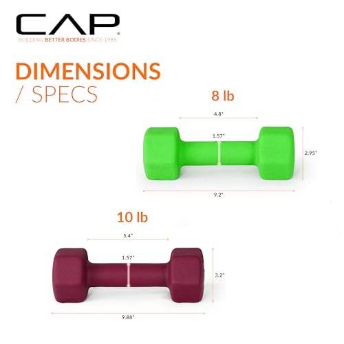 CAP Barbell 56 LB Set of Neoprene Dumbbells with Rack Color Series | 2, 3, 5, 8, 10 LB pairs by CAP - Image 4