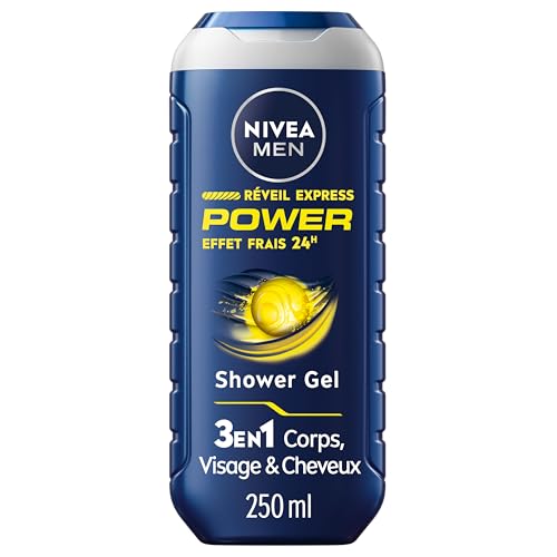 NIVEA MEN Gel douche Réveil Express Power (1 x 250 ml) — Soin lavant vivifiant enrichi en...