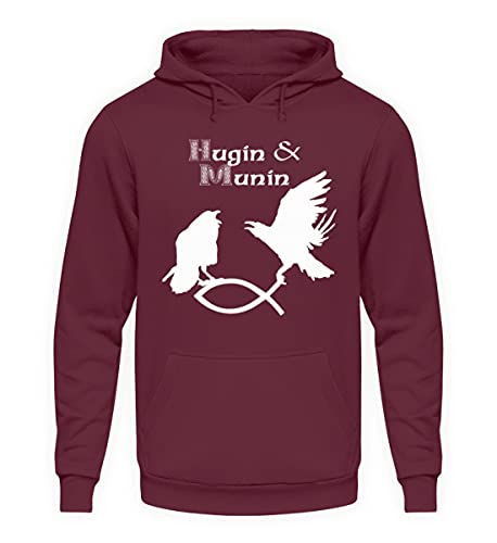Pull à capuche Hugin & Munin rouge XL en tissu premium durable