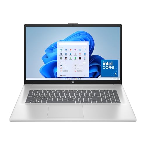 HP 17.3�C���`�m�[�g�p�\�R���AFHD�f�B�X�v���C�AIntel Core 3 100U�A8GB RAM�A256GB SSD�AIntel�O���t�B�b�N�X�AWindows 11 Home�A�i�`�������V���o�[�A17-cn4500nr�B