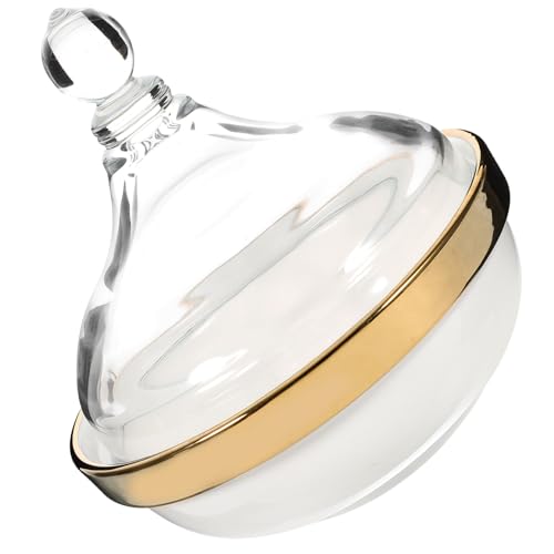 INOOMP Ceramic Dessert Storage Bowl with Lid Smooth Baking and Fruit Bowl for Snacks and Pudding Multipurpose Ramekin for Family Dinners Parties and Special Events White with Gold Edge