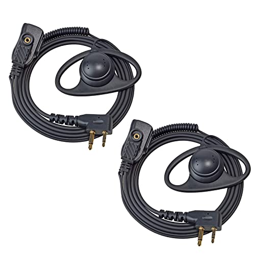 UAYESOK Lot de 2 écouteurs sans fil avec microphone PTT - En forme de D - 2 broches - Pour Midland G9 G7 PRO G8 G9 G5 G6 XT60 XT70 M24 M48 M99 GXT650 Alan39...