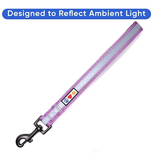 Pawtitas Short Reflective Dog Leash Amazing Comfort With Padded Handle For Heavy Duty Training Medium Large And Extra Large Dogs | Nylon Dog Lead With Webbing Highly Reflective Stripe - Purple Leash #TOP2