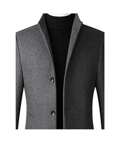Image of SOMTHRON Men's Trench Coat Wool Blend Slim Fit Top Coat Single Breasted Business Overcoat