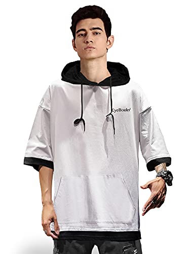 Image of EYEBOGLER Men's Trendy Hooded Neck Half Sleeves Solid T-Shirt