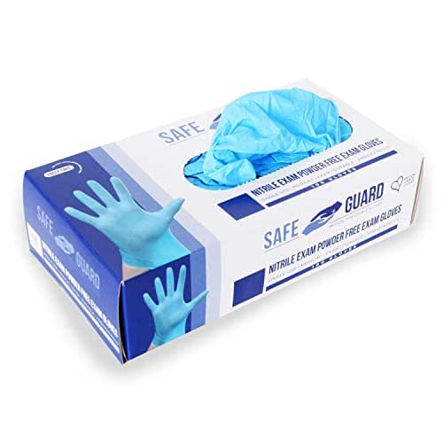 Safeguard Nitrile Exam Disposable Gloves, Powder Free and Latex Free,