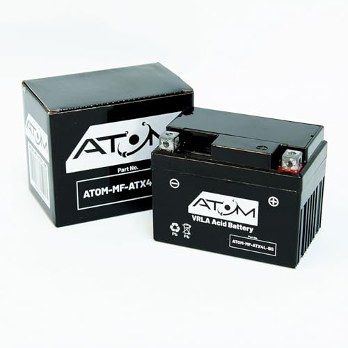 ATX4L-BS - Atom Sport Motorcycle Battery Maintenance Free High Cranking Power 12V 4 Ah