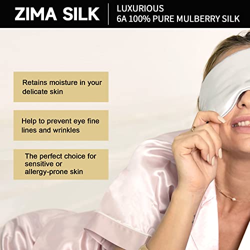 Zimasilk Adjustable Pure Mulberry Silk Sleep Mask, 3D Contoured Cup Eye Mask For Sleeping, Super Soft Breathable Blindfold, Perfect Blocks Light For Sleeping. (Black) #TOP2