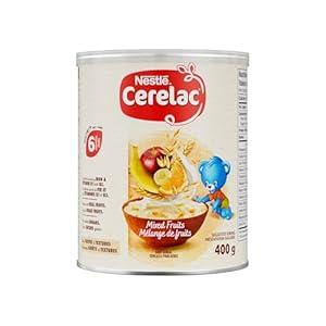 CERELAC Mixed Fruits Baby Cereal, For 6 Months & Up, Source of Iron, Calcium & Vitamins B1 & B3, Made With Real Fruit, No Added Sugar, Flavours or Preservatives, Halal Correct, 400 g