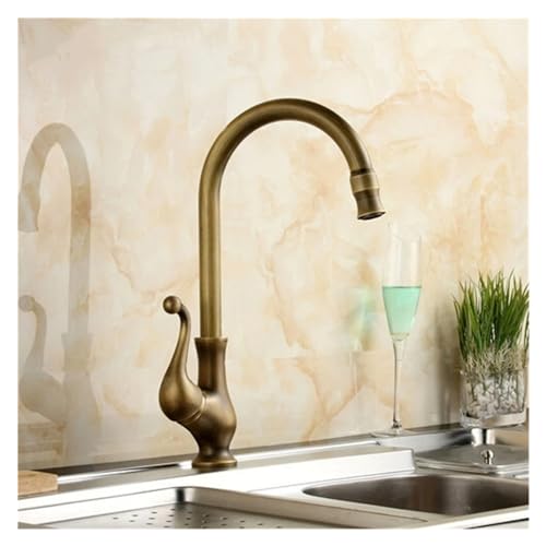 Grifo para lavabo antical de latón antiguo con diseño de grúa que evita fugas de agua