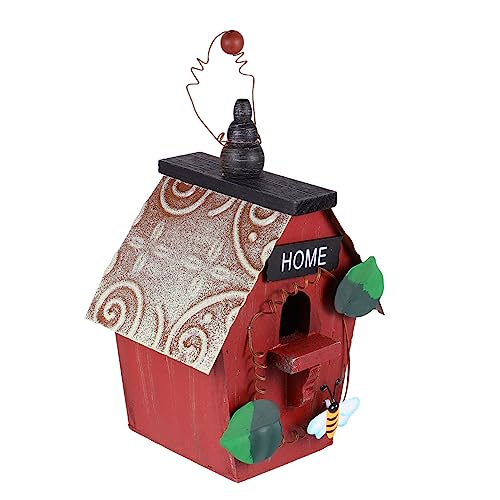 POPETPOP Hanging Wooden Bird Nest Ornament Creative Decorative Birdhouse for Outdoor Garden Durable Natural Pendant Design Present for Bird Lovers Adds Charm to Any Space