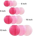 12 Pcs Pink Party Paper Lanterns Romantic Decorations Rose Red and Pink Round Chinese Paper Lanterns for Wedding Birthday Party Valentines Day Engagement Baby Showers Decoration - Image 2