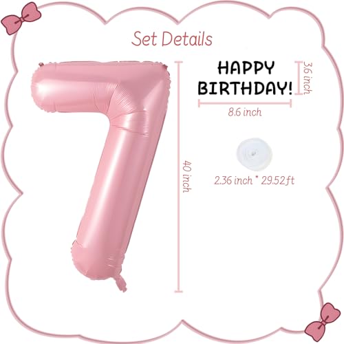 Image of Happy birthday Big Number Balloons Foil Birthday Balloon Number Balloons Happy Birthday Party Decorations Kids and Wedding Party Supplies (Pink numbers 7)