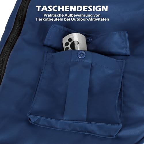 Woiil Hundemantel Hundejacke Wintermantel für Kleine Hunde, Hundemantel Winter mit Geschirr, Hunde Wintermantel Ärmellose Baumwolle Gepolsterte Weste Wasserdicht Warme Reflektierend, Navyblau S