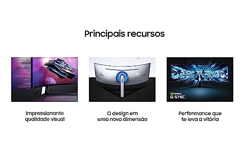 Samsung Odyssey Neo G9 49' - Monitor Gamer Curvo Mini LED, DQHD, 240Hz, 1ms, tela super ultrawide, HDMI, Display Port, USB, G-sync, Freesync Premium Pro, com ajuste de altura, Preto glide