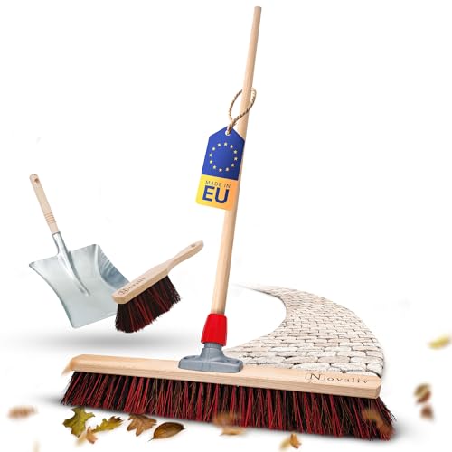 Novaliv Arenga-Elaston Ensemble balayette avec manche en bois 60 cm