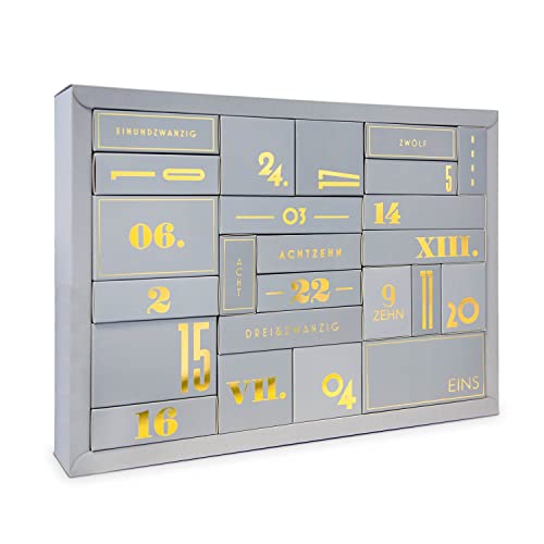 Design Adventskalender (leer, 51cm Breit, Goldprägung) zum selbst Befüllen Cover