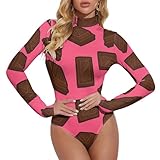 Variété de tailles : disponibles en tailles S à 2XL, nos bodies à col roulé rose imprimé chocolat pour femme s'adaptent à différentes morphologies, offrant un ajustement parfait qui met en valeur votre silhouette